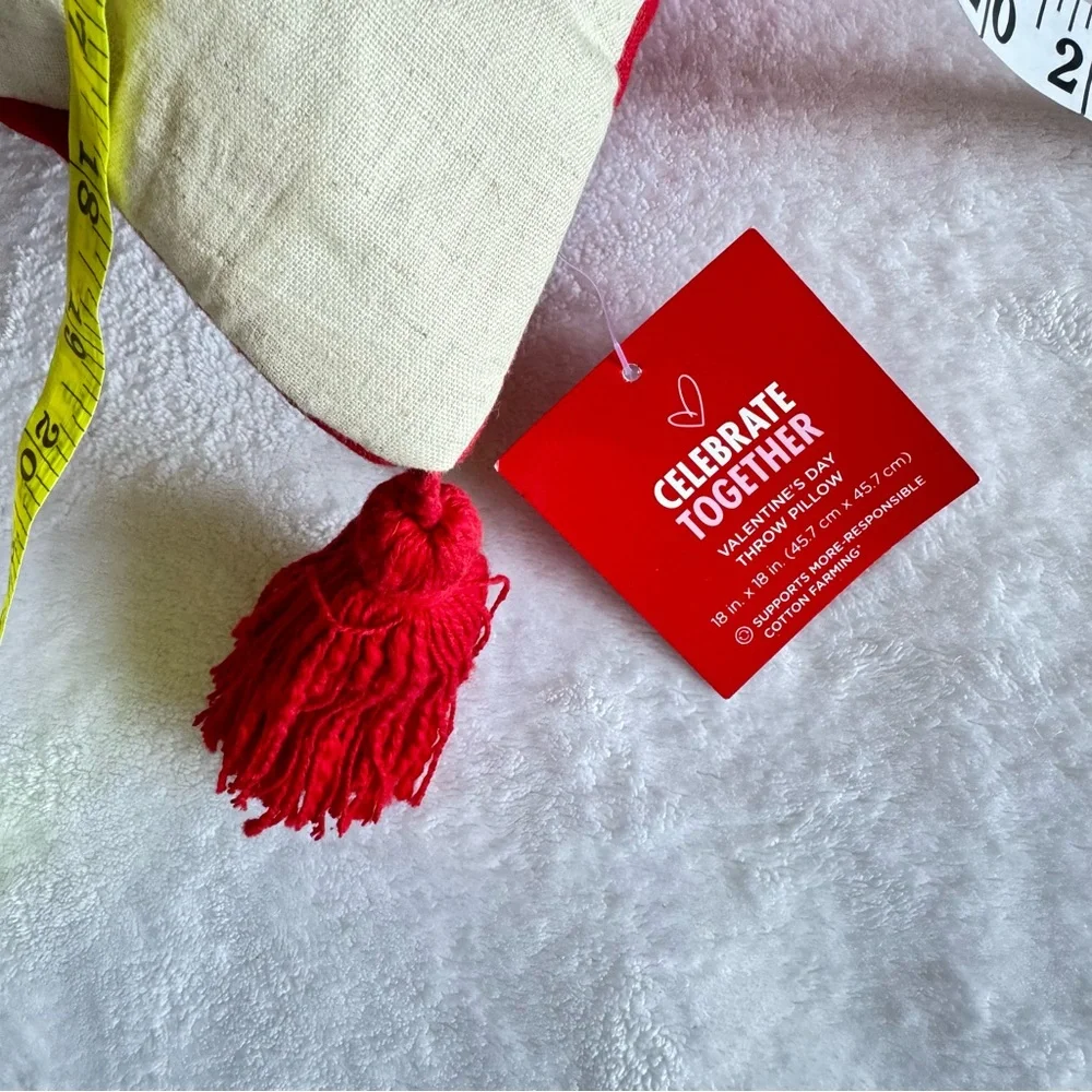 Valentine's Day Decorative Pillow - Red and White.